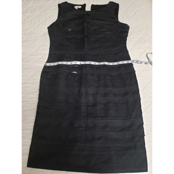 London Times Womens Cocktail Dress Black Tiered Ruffle Sleeveless Size 16 - Picture 6 of 7